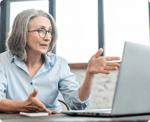 Board Director presenting during a remote virtual meeting Board Director presenting during a remote virtual meeting