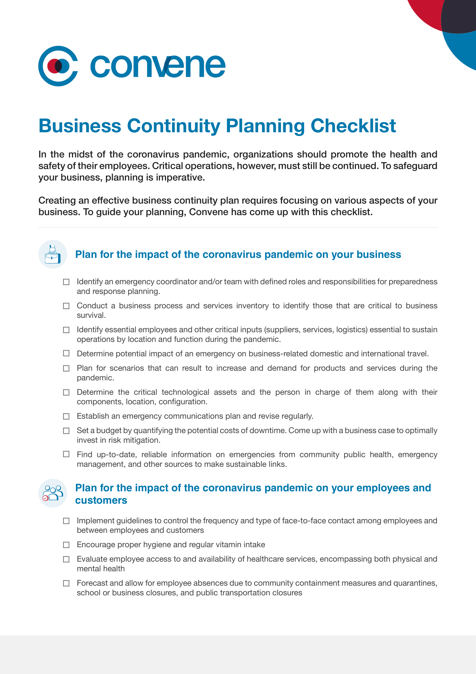 business continuity planning checklist part 1