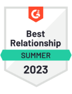 G2 Best Relationship Summer 2023 G2 Best Relationship Summer 2023