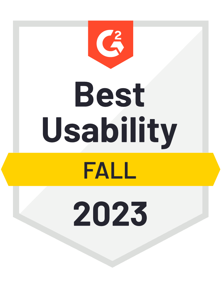 G2 - Best Usability - Fall 2023 G2 - Best Usability - Fall 2023