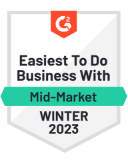 G2 - Easiest To Do Business With - Winter 2023 G2 - Easiest To Do Business With - Winter 2023