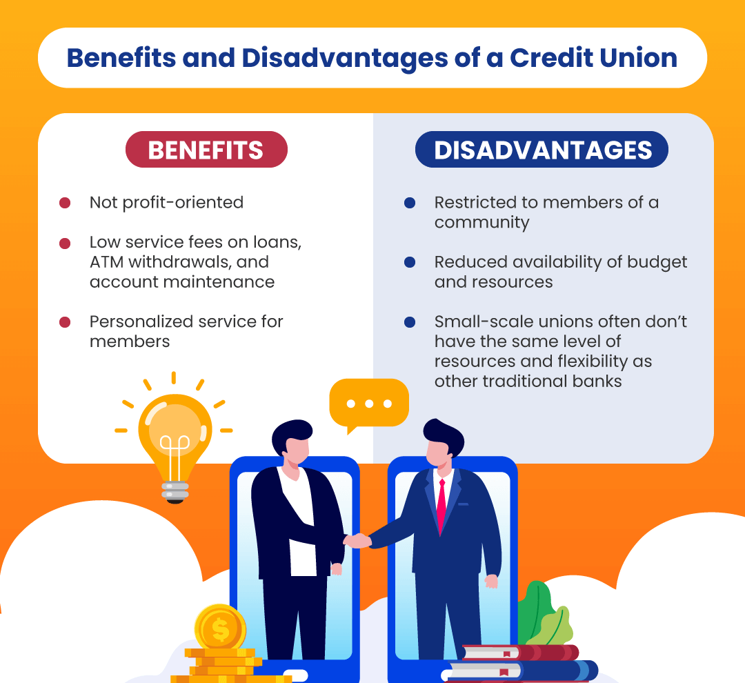 The benefits and disadvantages of credit unions infographic