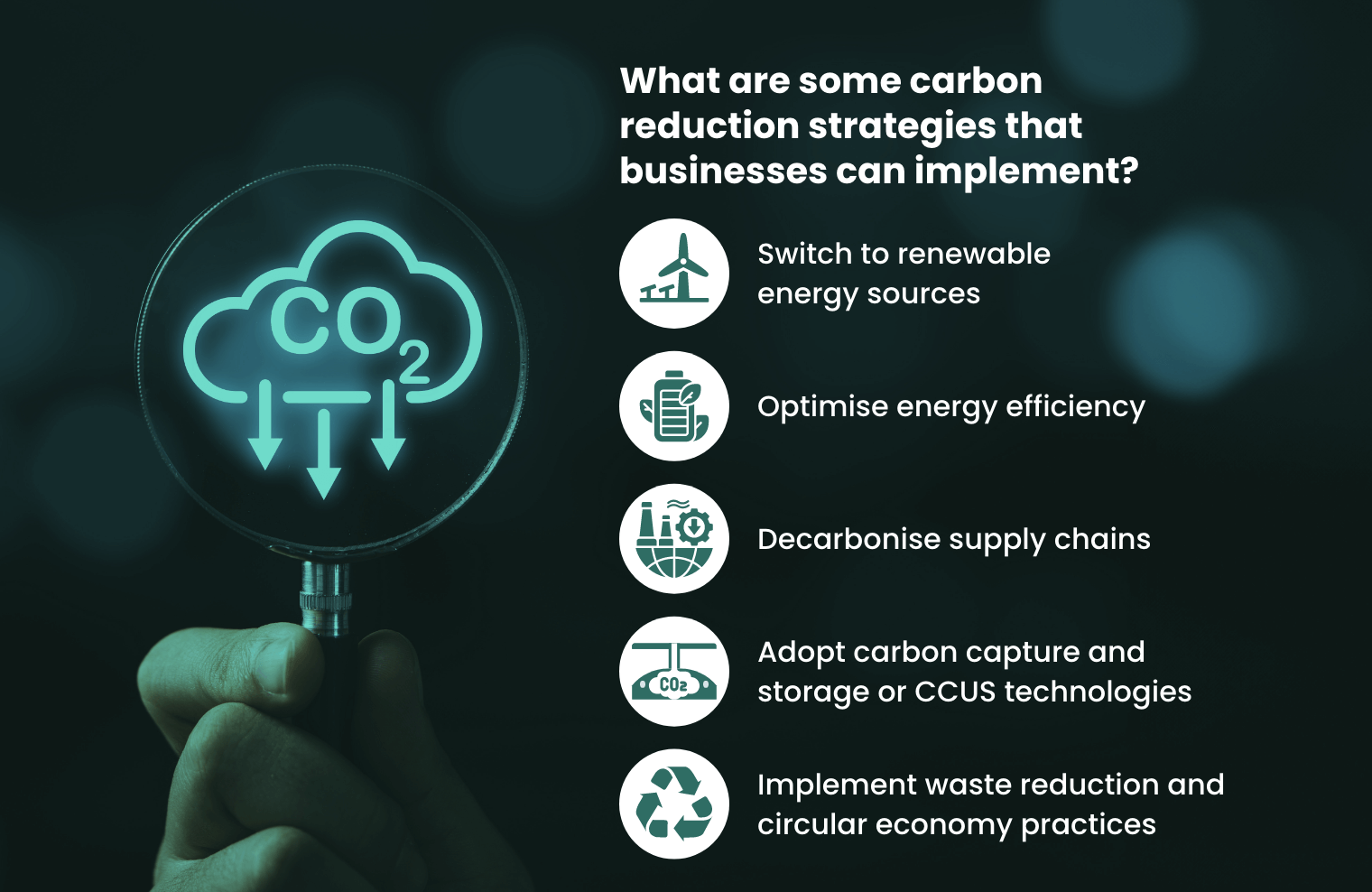 What are some carbon reduction strategies that businesses can implement?