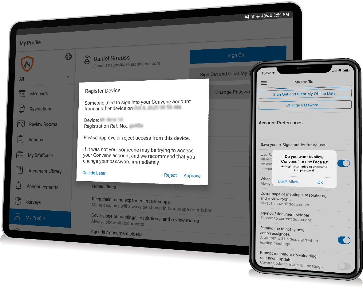 Convene's Security Features - Device Registration and Multi-factor Authentication Convene's Security Features - Device Registration and Multi-factor Authentication