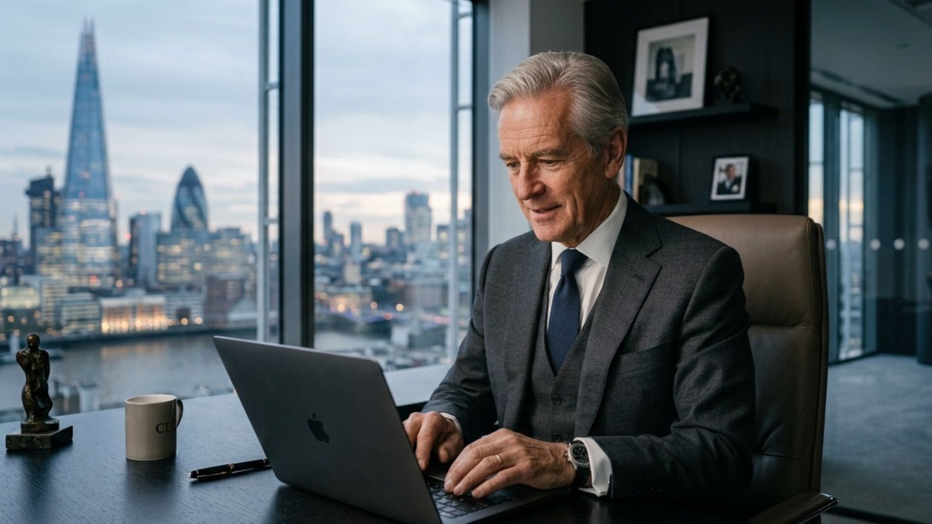Man at laptop in office
