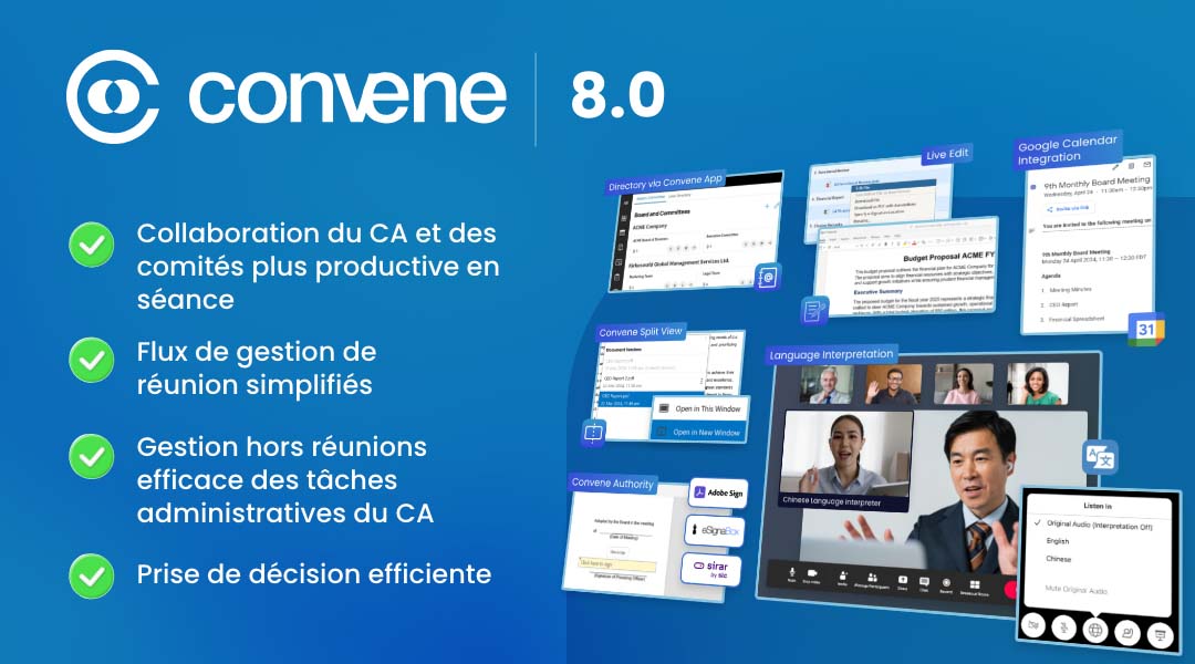 Convene Introduit la Version 8.0 : Briser les barrières du Conseil d&#039;Administration et des comités