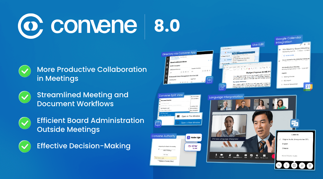 Convene Introduces Version 8.0: Breaking Boardroom Barriers