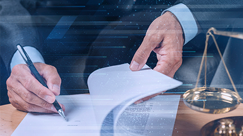 professional hands writing on notebook