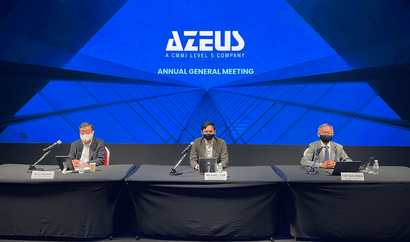 Panelist at Azeus Systems Limited 2021 AGM, ready to take on live questions from participants onsite and online.